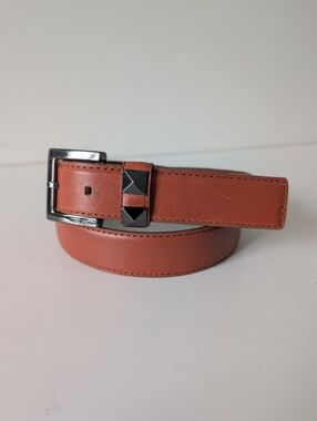 Vince Camuto Belt Men Large Brown Genuine Leather Studded Buckle